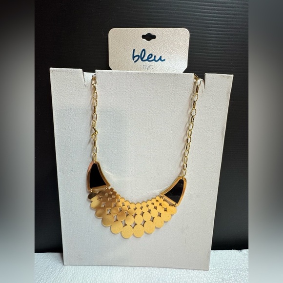 NYC Gold and Black Geometric Necklace - Picture 1 of 5
